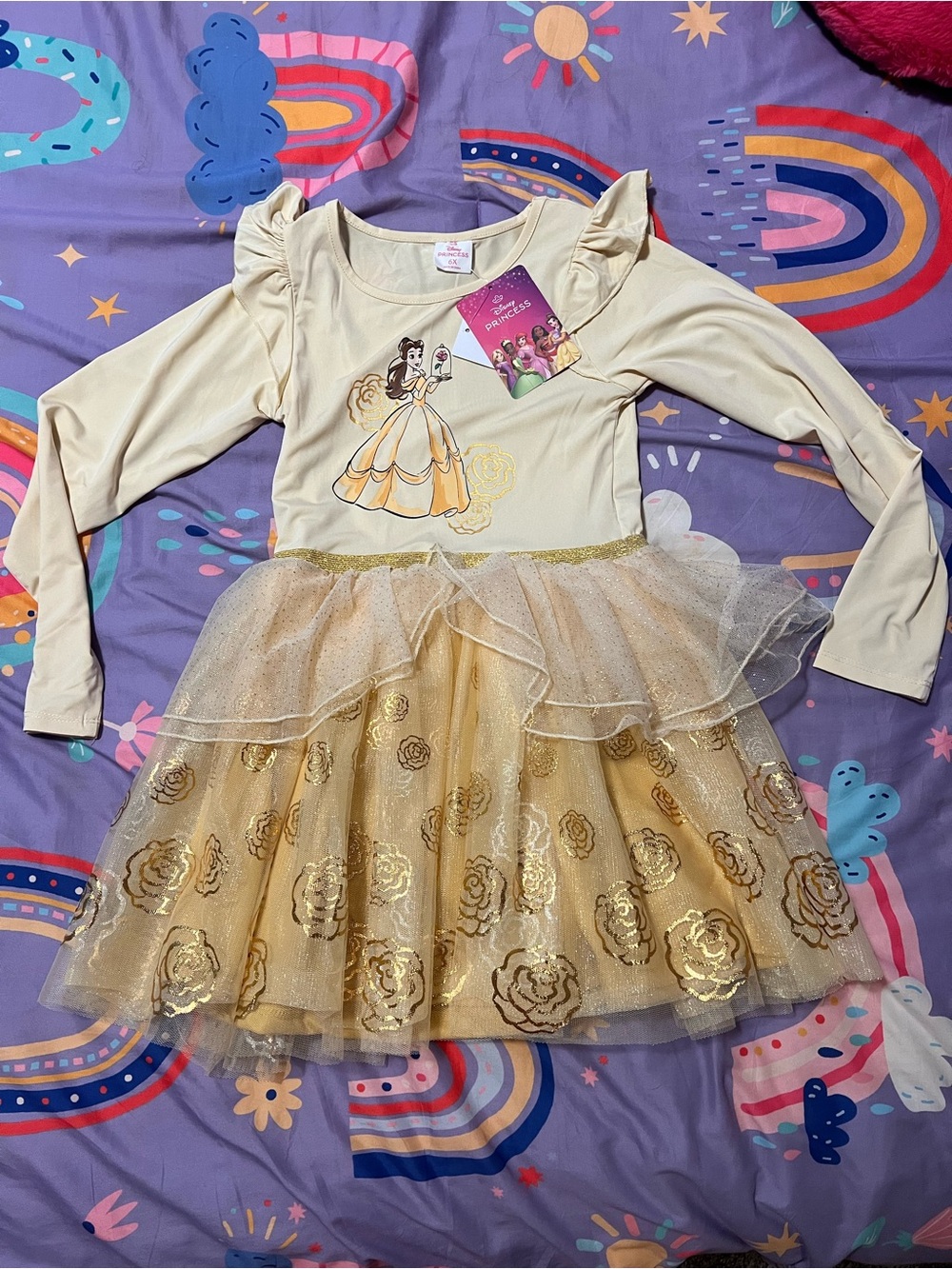 Beautiful Belle dress with tulle, size 6x NWT